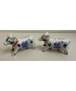 Delft Blue Cows Salt &amp; Pepper Shakers Windmill Floral Bells Hand Painted... - $14.59 CAD
