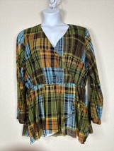 NWT Cato Blouse Womens Plus Size 18/20W (1X) Plaid Wrap Style V-neck Long Sleeve - £19.40 GBP