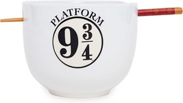 Harry Potter Platform Crest Ceramic Ramen Bowl Set W/ Chopsticks Licensed NEW - £25.74 GBP