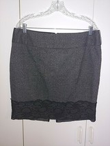 Maurices Ladies GRAY/BLACK Lace Straight SKIRT-POLY/RAYON/SPANDEX-13/14-EUC-CUTE - £4.60 GBP
