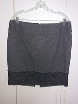 MAURICES LADIES GRAY/BLACK LACE STRAIGHT SKIRT-POLY/RAYON/SPANDEX-13/14-... - $5.89
