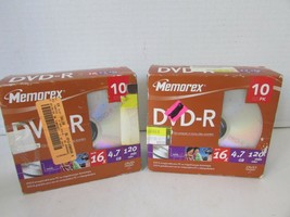 2 MEMOREX DVD-R 10 PACKS IN JEWEL CASES RECORDABLE DISC 16X 4.7GB 120 MI... - £7.85 GBP