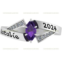 S 925 Custom Signature Collection Chante Women&#39;s Marquise Birthstone Class Ring - £97.75 GBP