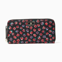 Kate Spade New York Dawn Roses Zip Around Continental Nylon Wallet Black Multi - £55.72 GBP