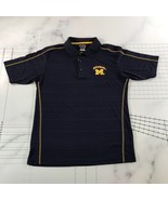University of Michigan Polo Shirt Mens Medium Navy Blue Yellow Champion - $18.80