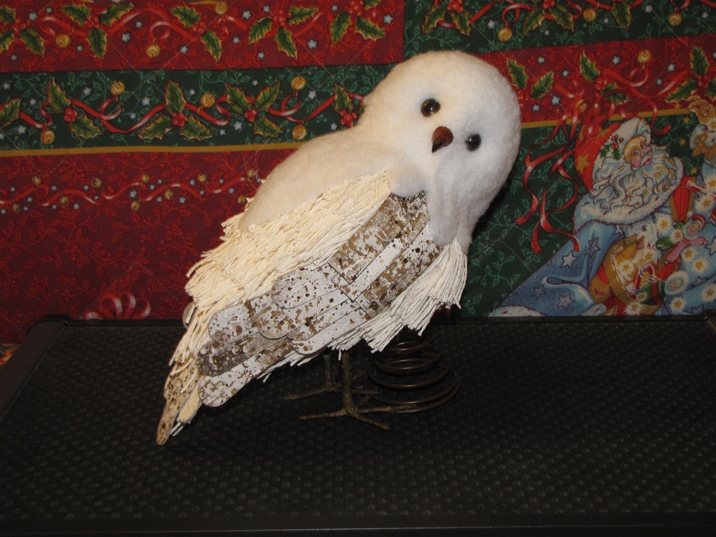 Primary image for Rare Pottery Barn Arctic Snowy Owl Xmas Tree Topper Ornament Winter White Hedwig