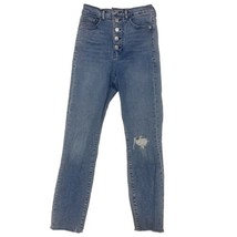 EXPRESS Women&#39;s Jeans Super High Rise Slim Distressed Stretch 5 Button Fly 2R - £13.86 GBP
