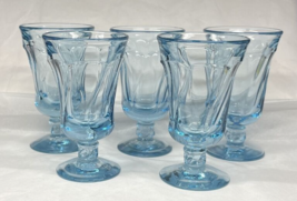 5 Fostoria Jamestown Blue Footed Juice Milk Desert Glasses 4.5&quot; tall 4oz - $25.00