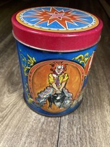 Vintage Carnival Circus Clown Tin Storage Container 5&quot; - £15.81 GBP