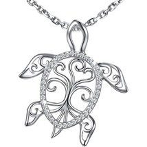 925 Sterling Silver Sea Turtle Necklace Tree of Life Tortoise Pendant Holiday Be - £27.49 GBP