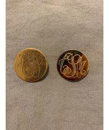 Gold Tone Monogram Round Lamode Karatclad Pin Brooch &amp; Unmarked Brooch - $16.61