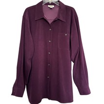 Talbots Womens Shirt Shacket Purple XL Long Sleeve Button Up Suede Feel - $24.74
