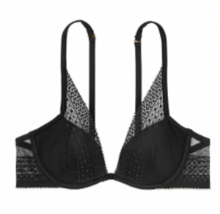 Victoria&#39;s Secret Incredible Lightly Lined Lace Plunge Bra 36D Black Underwire - £23.45 GBP