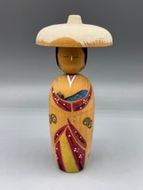 Vtg Kokeshi Doll Folk Art Hat Japanese Hand Painted Kimono - $275.58 MXN