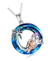 Circle Crystal Necklace for Daughter 925 Sterling - $58.79