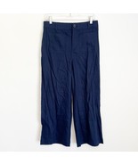 NWT Ann Taylor LOFT The Palmer Wide Leg Crop Pants Blue Linen Blend Women’s 6 - $27.99