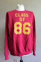 Vtg 80s L Class of 86 Senior Life Russell Athletic Red Velvet Letter Sweatshirt - £39.61 GBP