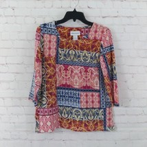 Alfred Dunner Top Womens Small Multi Color Multi Print 3/4 Sleeve Boho - £14.11 GBP