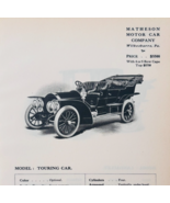 1908 Matheson Motors Model Touring Car Catalog Advertisement Automobilia... - $29.99