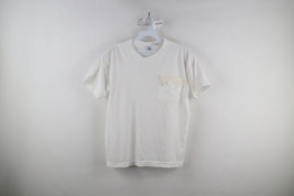 Vtg 90s Streetwear Womens Medium Blank Lace Pocket Short Sleeve T-Shirt White - £27.20 GBP