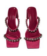 BY FAR Tanya Crystal Embellished Fuchsia Pink Mule Sandals 37 / Size 6 U... - $132.52