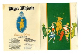 Pig&#39;n Whistle Restaurant Souvenir Kids Menu California 1947 - £77.93 GBP