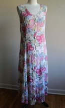 Vtg 80s Ms. Conduct 14 Floral 39&quot; Bust Poly Cotton Button Front Tank Dress USA - £28.99 GBP