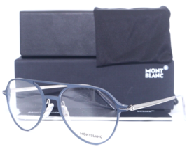 New Mont Blanc MB0195O 002 Titanium Blue Silver Authentic Eyeglasses 55-19 - £127.83 GBP