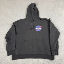 H&amp;M NASA Logo Hooded Sweatshirt Large Hoodie Black Pullover L.O.G.G. - $17.94