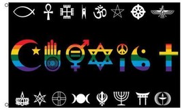 Coexist Rainbow Flag World Peace Love Human Rights Religious Gay Pride 3 X 5 Ft - £13.34 GBP