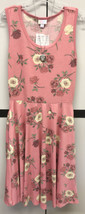 NWT LuLaRoe Medium Salmon Pink Green Cream Floral Knit Nikki Sleeveless Dress - £37.38 GBP
