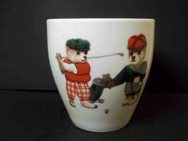 Golfing Bears coffee mug by KC Ceramics GOLF 12 oz rounded shape cup gol... - £6.99 GBP