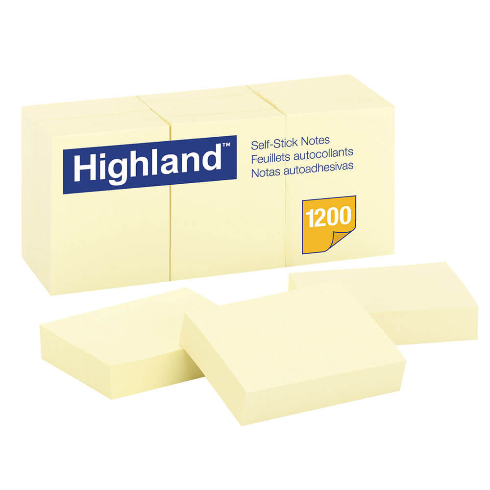 Highland Self-stick Notes 1200 Sheets 38x50mm (Yellow) - $18.42
