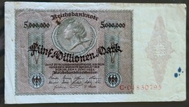 GERMANY 5 000 000 MARK REICHSBANKNOTE 1923 VERY RARE NO RESERVE - £14.73 GBP