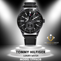 Tommy Hilfiger Men’s Quartz Leather Strap Black Dial 44mm Watch 1791638 - $121.62