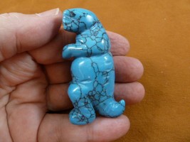 (Y-DIN-TY-714) Blue T-REX Tyrannosaurus Dinosaur Gemstone Carving Figurine Dino - $17.53