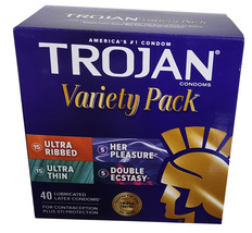 Trojan Pleasure Pack Premium Latex Condoms, Assorted - 40 Count - £13.49 GBP