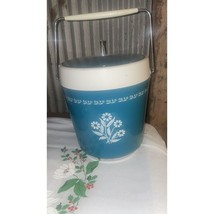 Antique  West Bend  Blue Ice Bucket Mcm 60&#39;s Retro White Daisy Vtg bar home - $51.43
