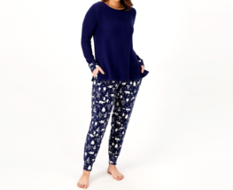 Cuddl Duds Fleecewear &amp; Stretch Jogger Pajama Set - Navy/Bears, Tall Medium - £24.59 GBP
