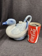 Vintage Chinese Blue &amp; White Lucky Duck Sake Wine Decanter teapot creamer - £9.35 GBP