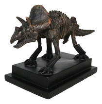 Faux Taxidermy Triceratops Dinosaur Fossil Figurine On Museum Display Ba... - $56.99