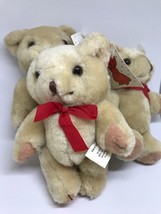 Lot Of 3 Little Fuzzy Jointed Teddy Bears Furry Tan 5” - £13.22 GBP