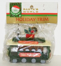 San Francisco Trolley Vintage Kurt Adler Wood Christmas Ornament 1980's Nos - $20.00