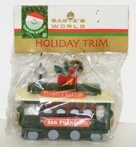 SAN FRANCISCO TROLLEY Vintage KURT ADLER Wood Christmas Ornament 1980&#39;s NOS - £15.80 GBP