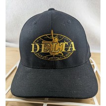 Delta Flexfit Cap Hat Baseball Black Size Fitted S/m Mens Tech Golf - $12.96