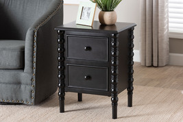 Sophia Classic Black Wood 2-Drawer End Table w/Spindle Legs - $3,641.57 MXN