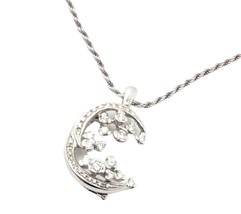Rare Damiani 18k White Gold 1ctw Diamond Moon And Stars Pendant Necklace - £3,567.12 GBP