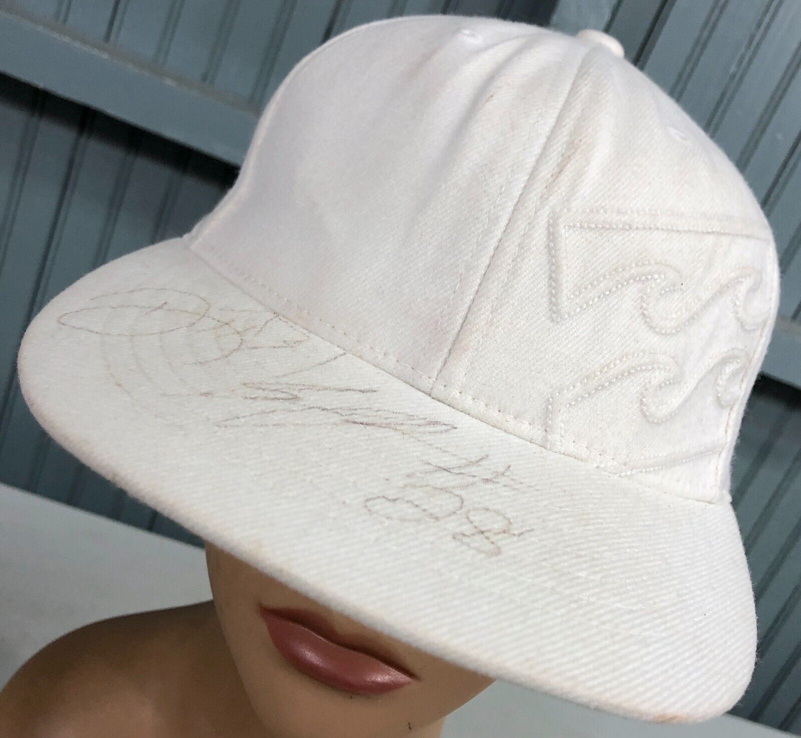 Billabong Small / Medium Signed White Stretch Baseball Hat Cap - $15.50