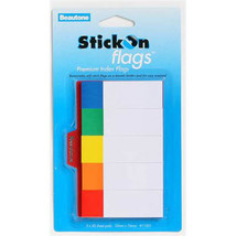 Beautone Stick On Index Flags 250 Sheets 25x76mm (5 Colours) - $34.15