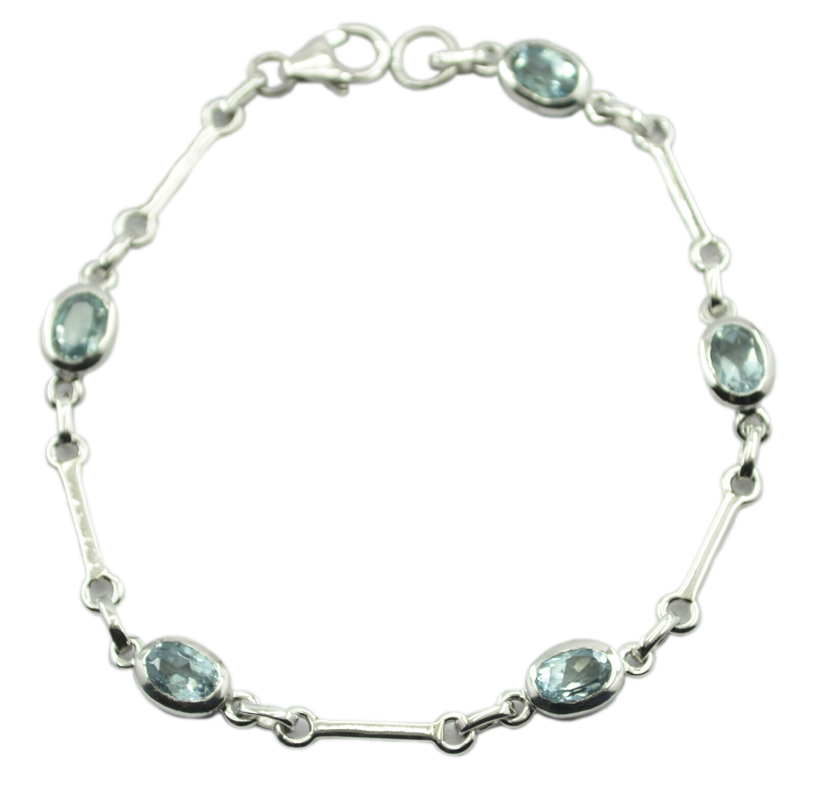 Atractivo topacio azul 925 pulsera azul de plata esterlina genuino... - $30.22